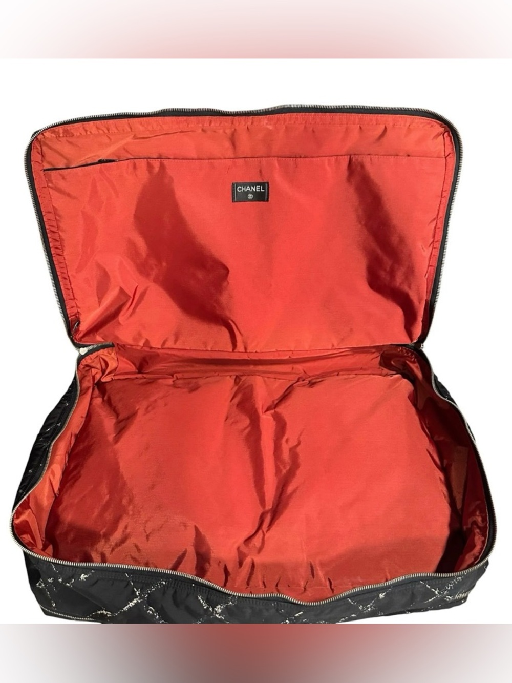 Chanel Travel Line Boston Bag Carry On Large Zippered Suitcase Bag - Picture 8 of 14